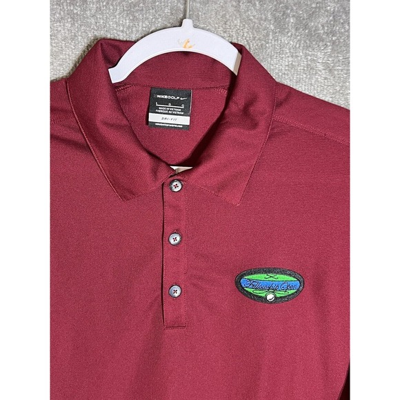 Nike Golf Dri Fit‎ Embroidered Fellowship Open Polo Shirt Mens Size L Burgundy - Picture 6 of 9
